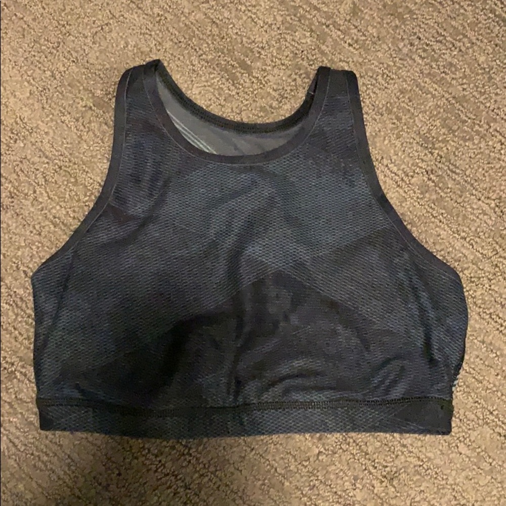 Blue sports bra with open back